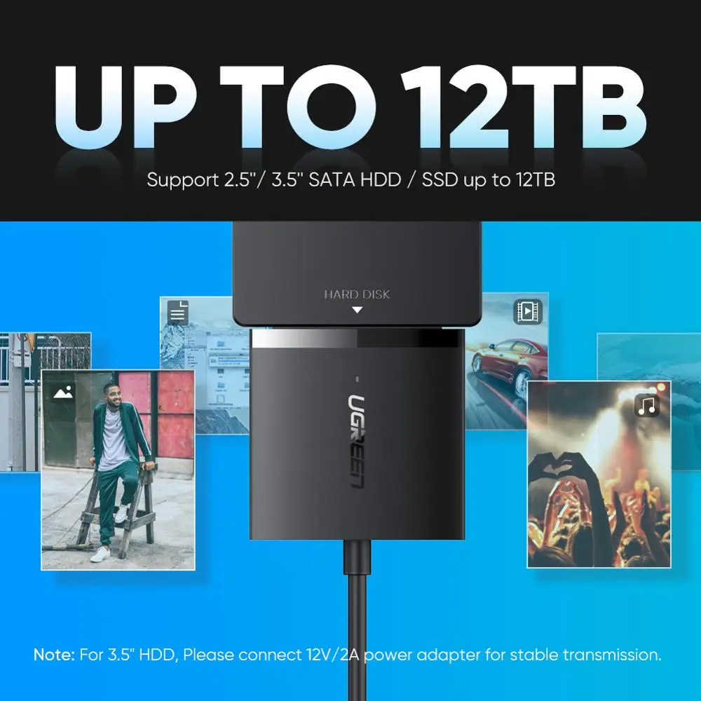 Cavo adattatore UGREEN SATA a USB 3.0 con convertitore UASP SATA III a USB per dischi rigidi da 2.5 \