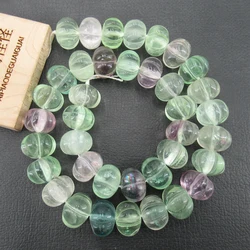 APDGG Natural Multi color Purple Green Fluorite Smooth Pumpkin Loose Beads 16