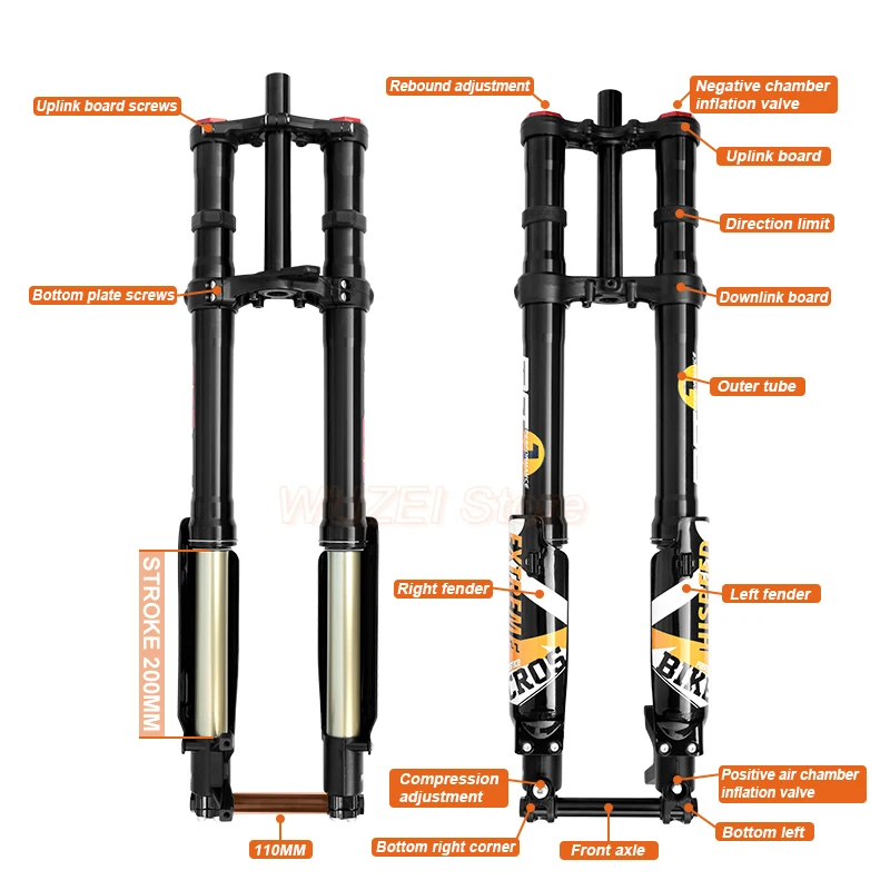 Fastace ALX13RC Suspension fourche inversée 38 ~ 60/60LBS noir/or électrique SUR RON Dirt Bike vélo de descente DH Suspension vtt fourche