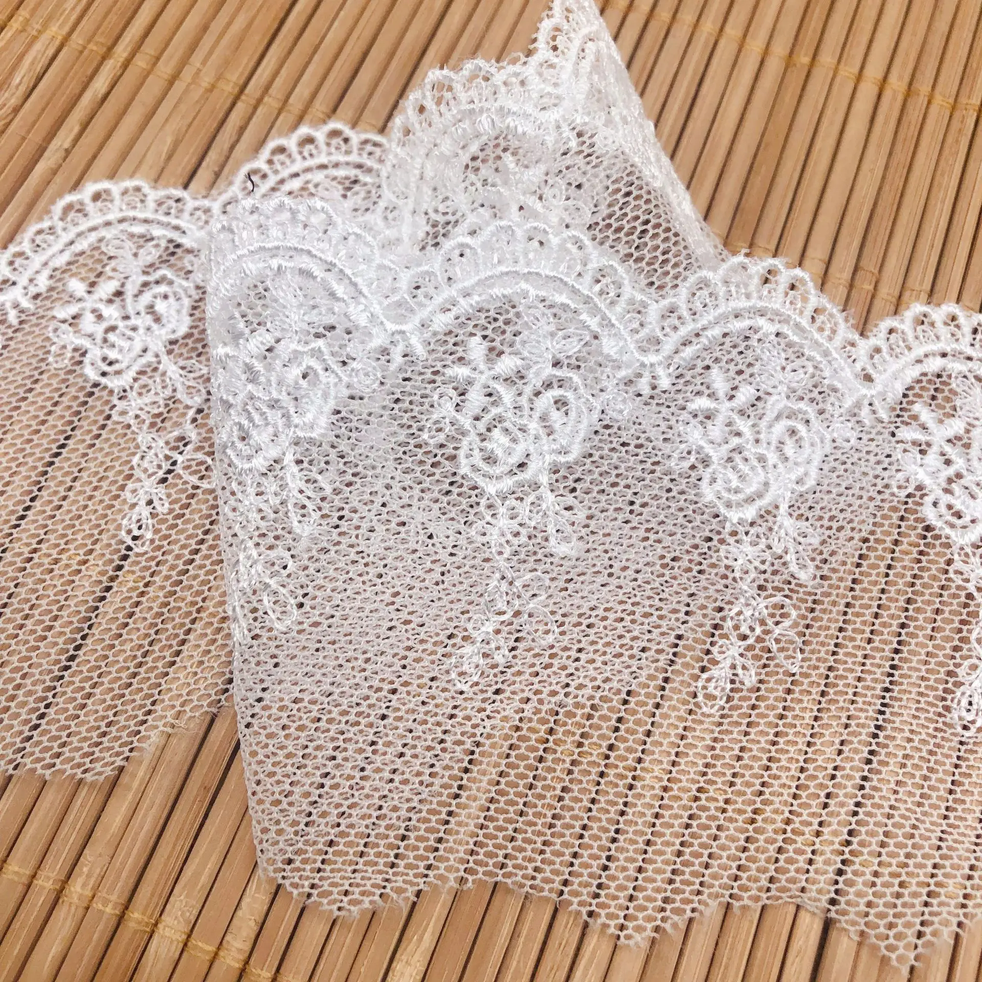 28yards Vintage Embroidered mesh net  Lace Edge Trim Ribbon Sewing Craft DIY Dress Doll Flower