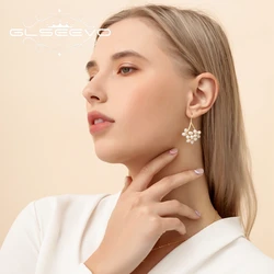 GLSEEVO Natural Fresh Water Pearl Boho Dangle Flower Earrings For Women Gifts Wedding Drop Earring Jewelry Bijoux Femme GE0546