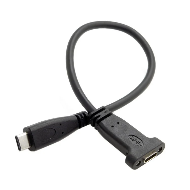 USB-C USB 3.1 Type C Male to Female Extension Data Cable with Panel Mount Screw Hole Length: 20cm Type C connector is the new