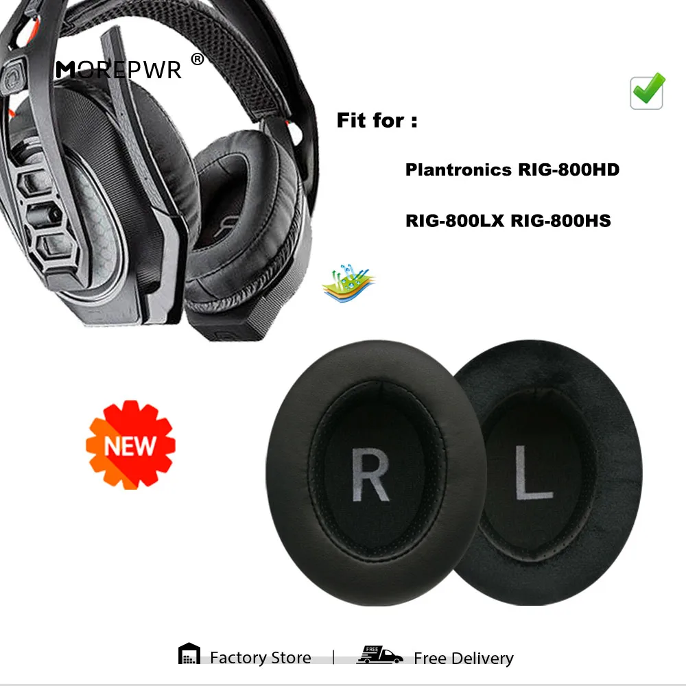 

Morepwr New Upgrade Replacement Ear Pads for Plantronics RIG-800HD RIG-800LX RIG-800HS Headset Leather Cushion Earmuff Earphone