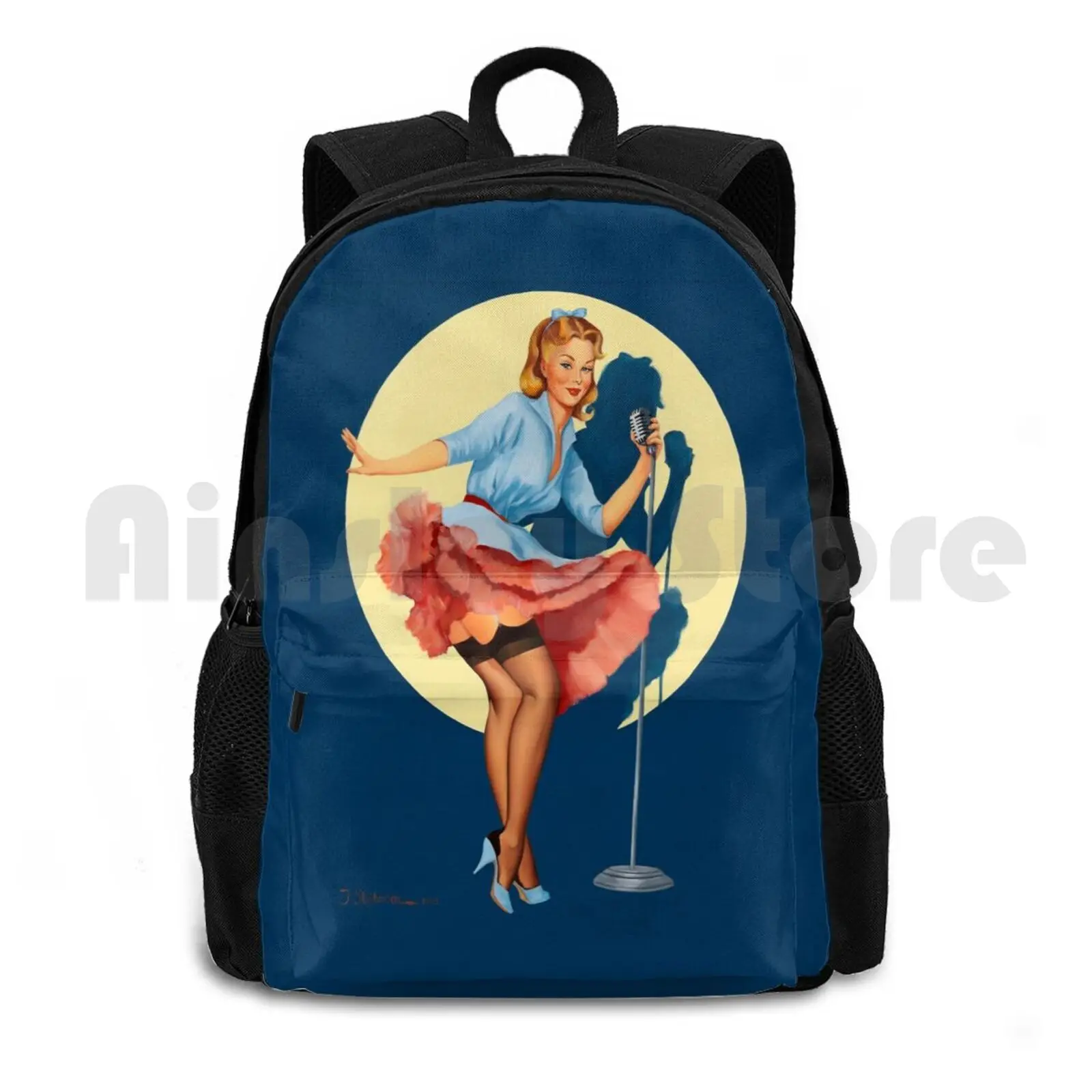 

Pin-Up Girl 'in The Spotlight' By Fiona Stephenson Outdoor Hiking Backpack Riding Climbing Sports Bag Singer Sexy Retro Pinup N