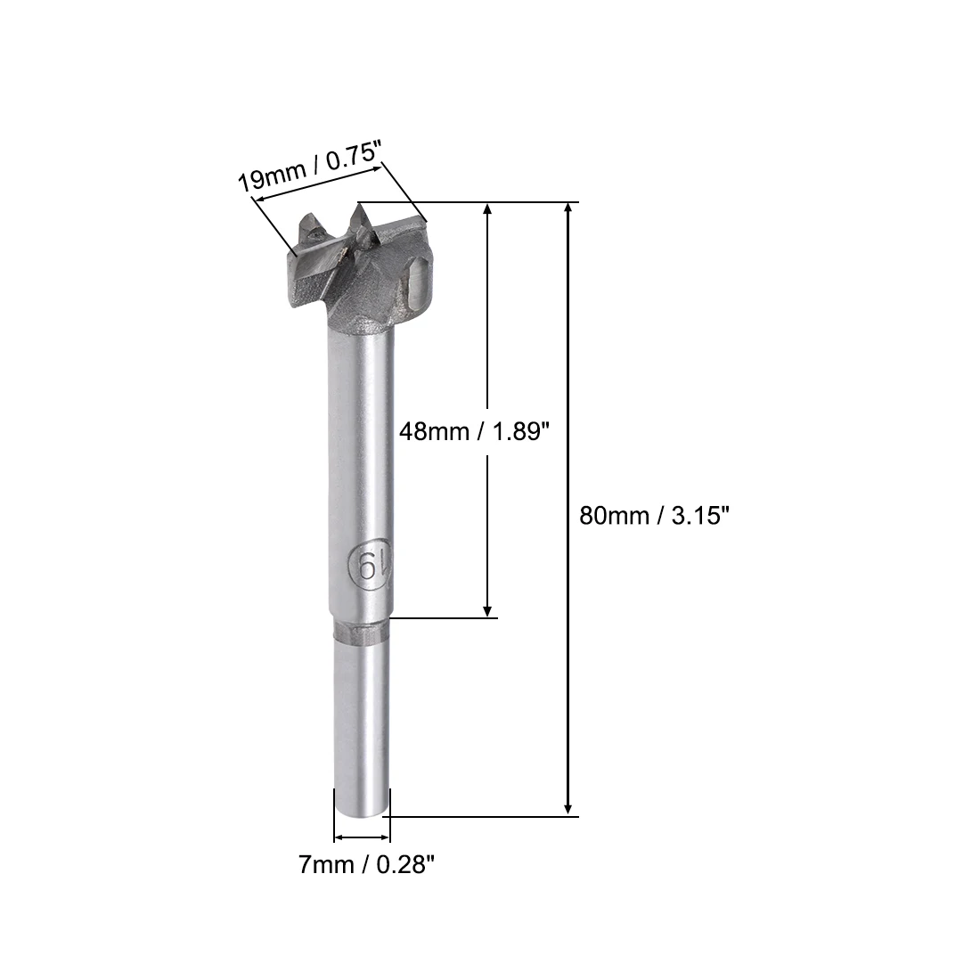 Forstner Drill Bits 19mm Tungsten Carbide Wood Hole Saw Auger Opener Woodworking Hinge Hole Drilling Boring Bit Cutter with Case