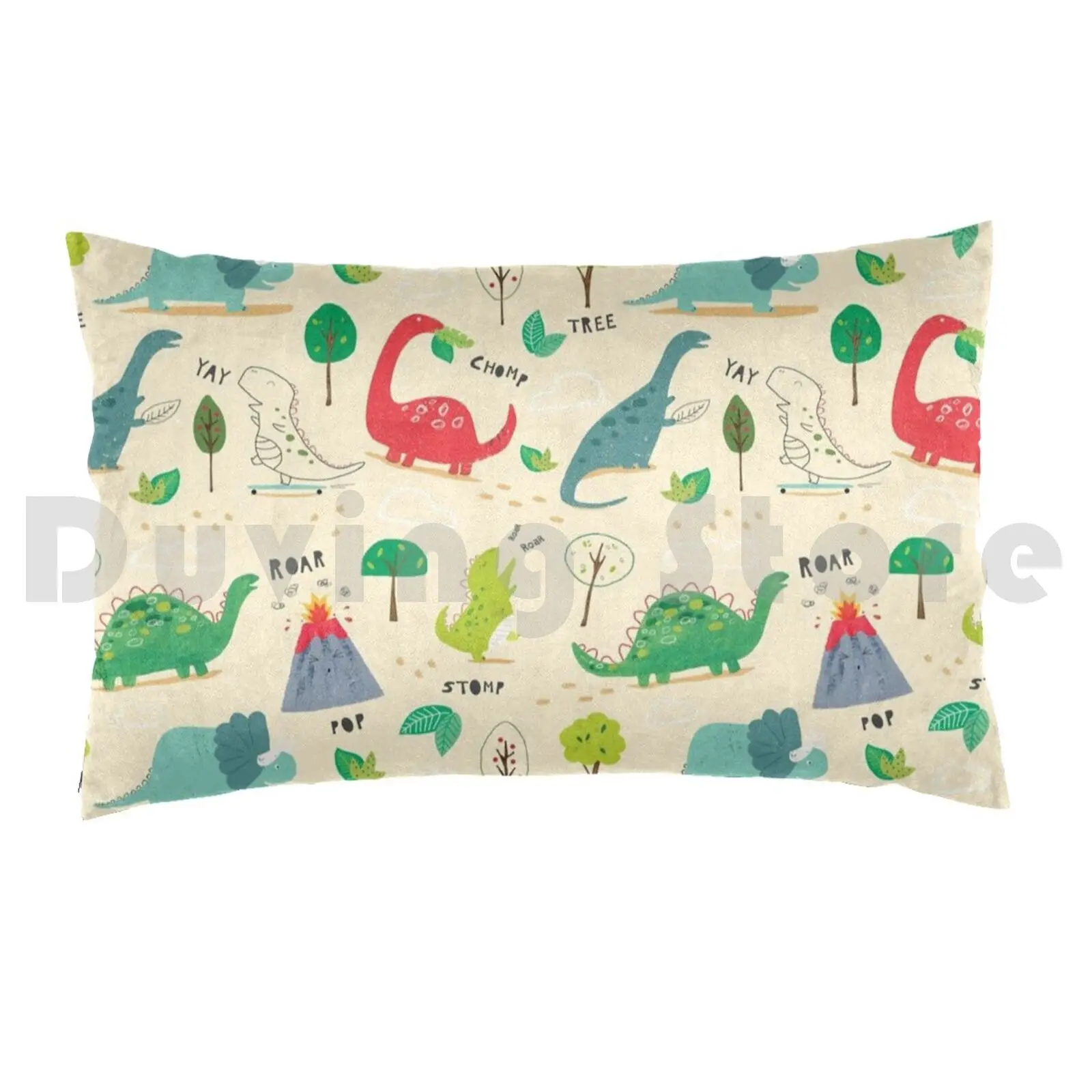 Pillow Case 20*30 Inch Pattern Dino Dinosaur Surfacepattern Cute Juvenile Kids Children