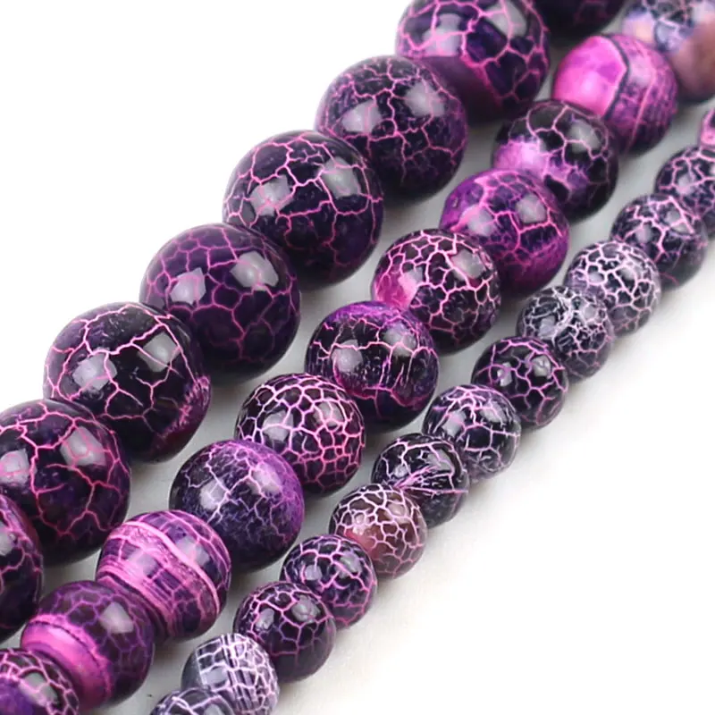 Wholesale Purple Cracked Agates Natural Stone loose Spacer Beads For Jewelry Making DIY Bracelets Accessoires 6 8 10mm