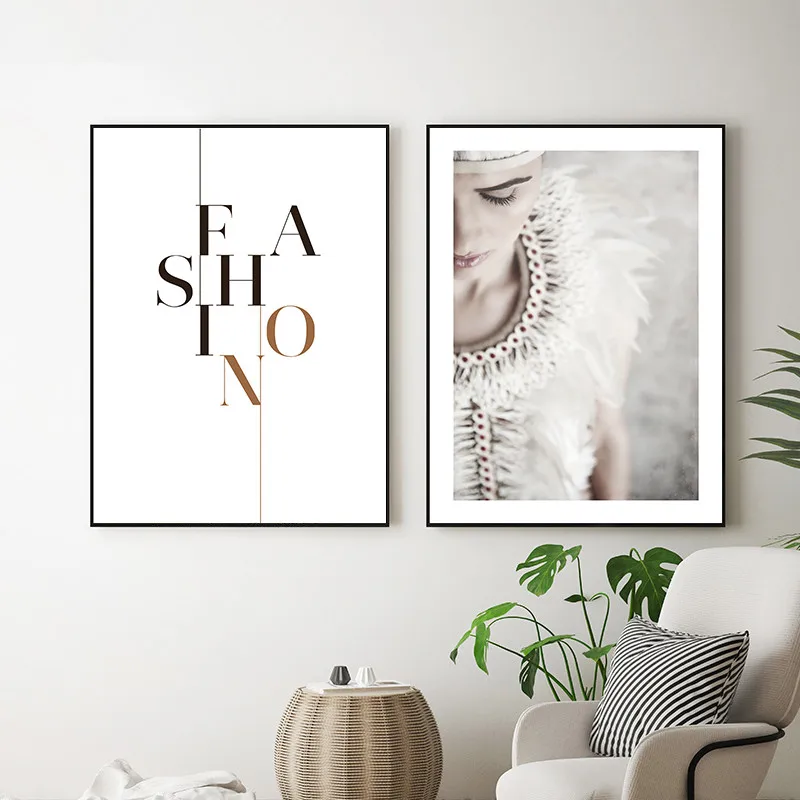 Fashion Quote Art Prints Poster Nordic Girl Canvas Painting Living Room Decor No Frame