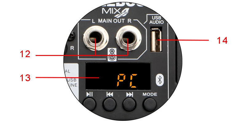 FREEBOSS 4-Kanal-Audiomischer, USB-Computer, Wiedergabe, Echo, Bluetooth-Mischpult für Kirche, Party, Familienstudio, MIX4 – Detail 14