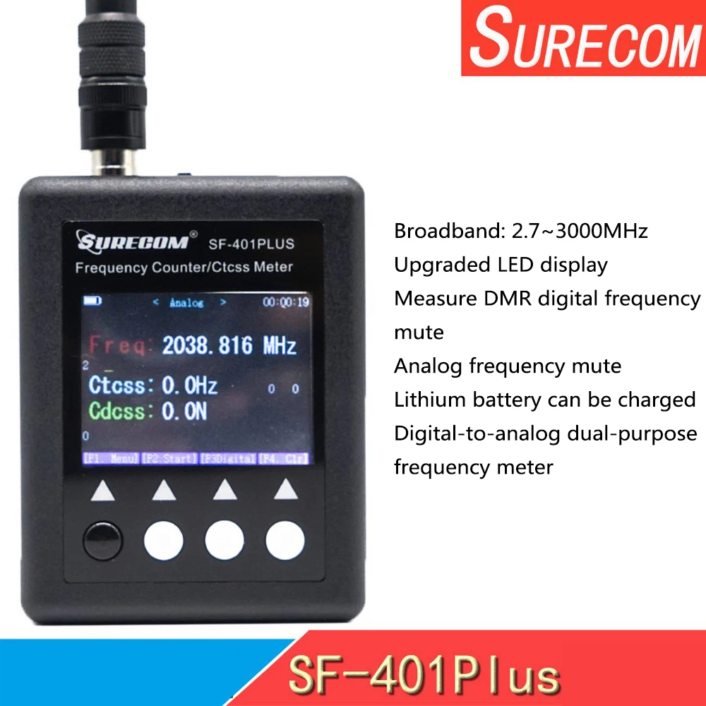 Portable Frequency Counter Digital DMR Two-way Radio Signal Walkie-talkies 100Mhz-3000Mhz Counting Continuous Wave LED Indicator