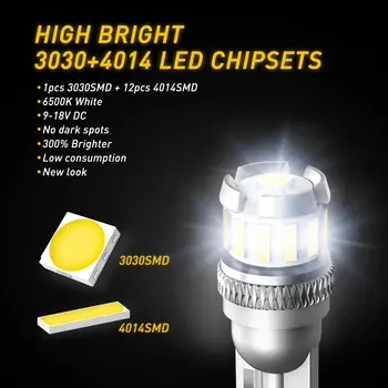 10 T10 LED W5W Canbus 194 168 汽車楔形示廓燈 6500K 白色 無故障 LED 燈泡,適用於寶馬、奔馳、大眾、奧迪、現代 10 最佳銷售 BMWLED燈 - №10