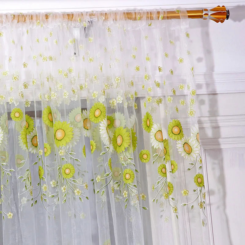 Занавеска из тюля с рисунком подсолнуха для гостиной, спальни, панели, прозрачная драпировка, шарф, занавеска для гостиной, домашний декор