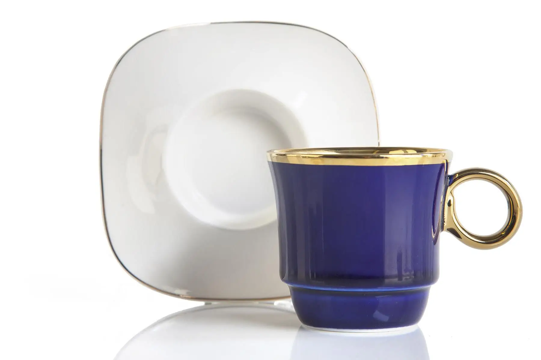 DOLBOVI 6lı Set Porcelain Turkish coffee cup and Saucer Set Navy Blue mug кружка coffee cup cup