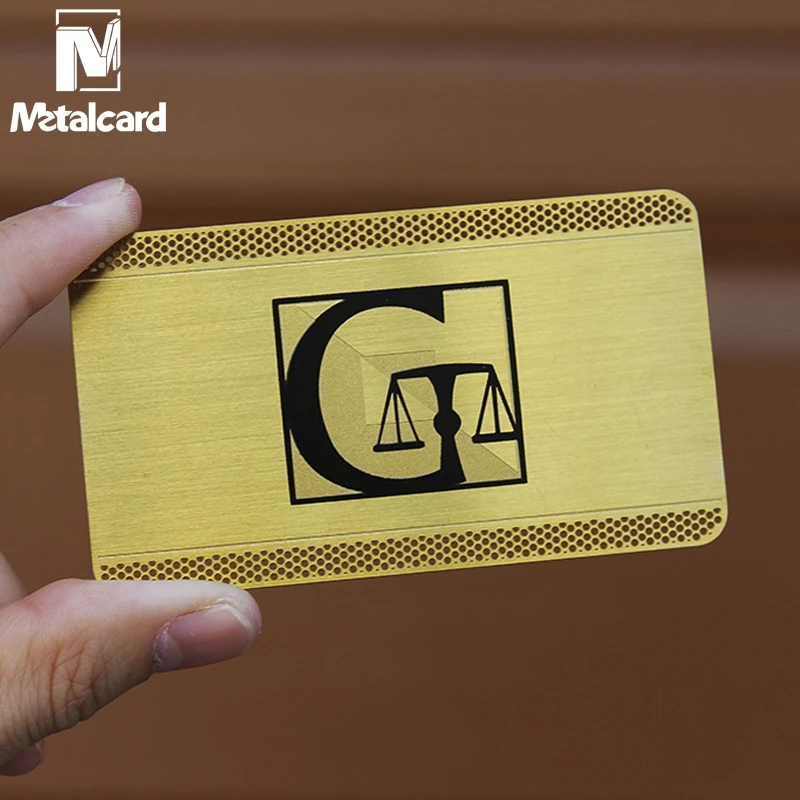 Stainless steel brushed business card hollow metal card plating gold card custom