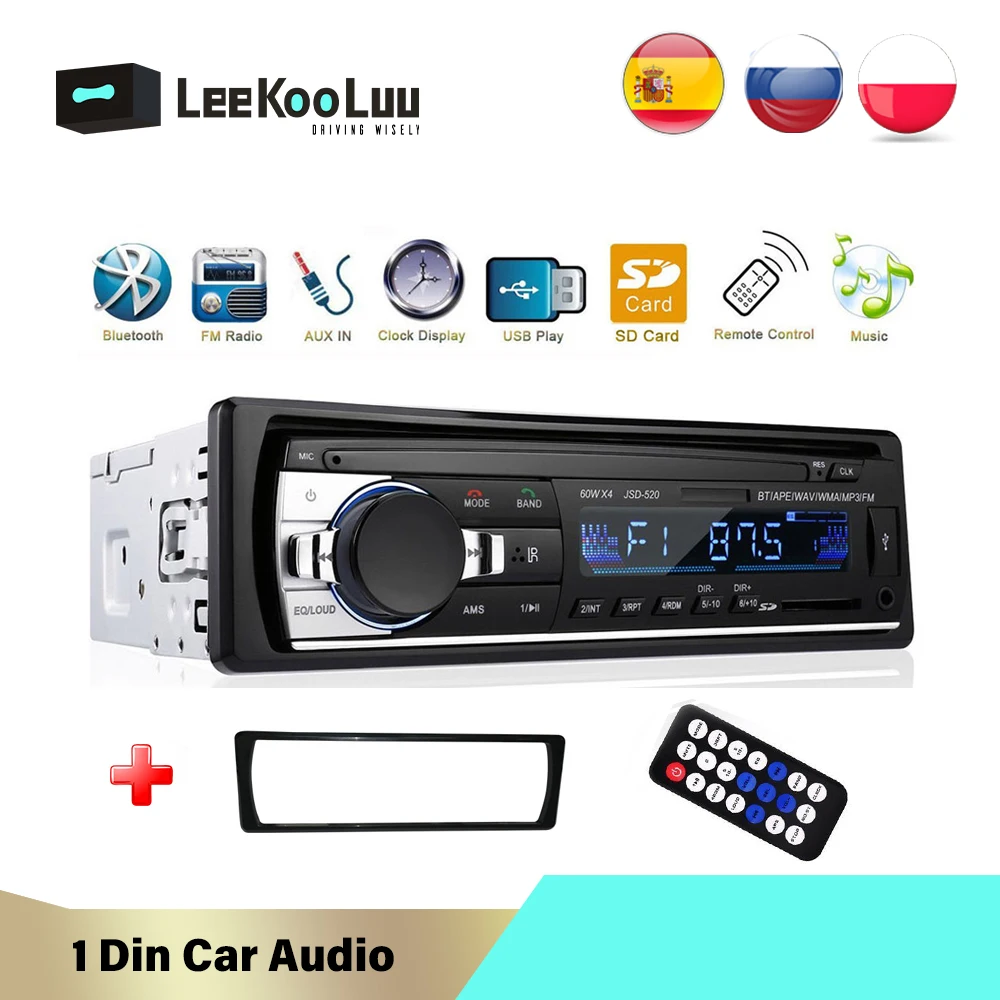 

LeeKooLuu 1 Din Autoradio Car Radio FM Aux-in Stereo Receiver SD USB In-dash Central Multimedia Player