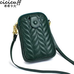 Sac à bandoulière en cuir véritable pour femme, sacoche polyvalente pour téléphone, mode féminine