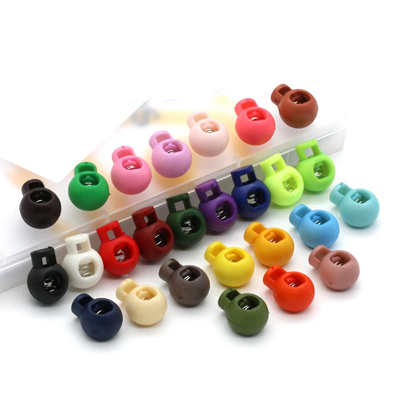 10PCs Plastic Ball Round Cord Lock Spring Stop Toggle Stopper Clip For Sportswear Shoes Rope Cord Lanyard DIY Craft Parts