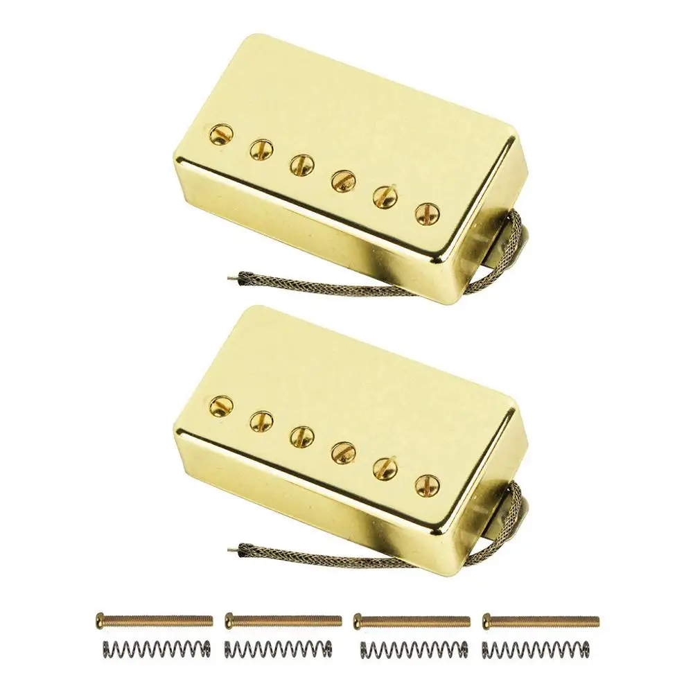 FLEOR 2pcs Alnico 5 LP Pickup Guitar Humbucker Neck+Bridge Pickups Set for LP Guitar Parts,Chrome/Gold /Black Choose