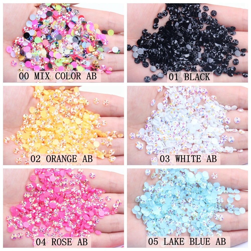 5Mm 1000Pcs กลมเจาะเรซิ่น Flatback Rhinestones เรซิน Rhinestones ออกแบบดอกไม้3D เล็บตกแต่ง DIY ศิลปะเสื้อผ้า