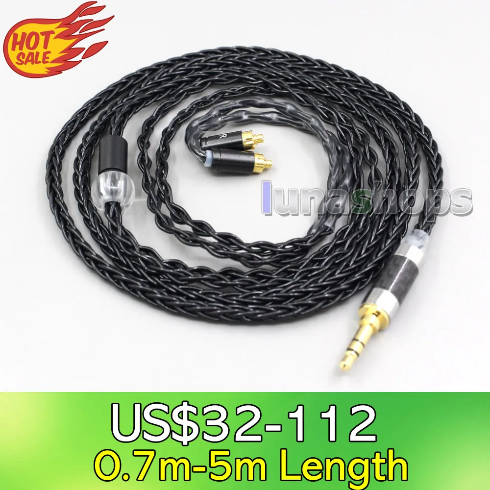 

LN006594 3.5mm 2.5mm 4.4mm XLR 8 Core Silver Plated OCC Black Earphone Cable For Dunu dn-2002