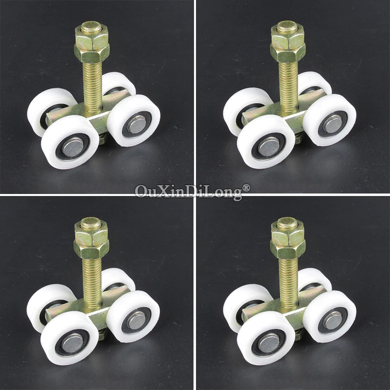 HOT 4PCS Heavy Hanging Rail Sliding Door Rollers Industrial Warehouse Orbital Track Bearing Nylon Wheels Pulleys Loading 200KG