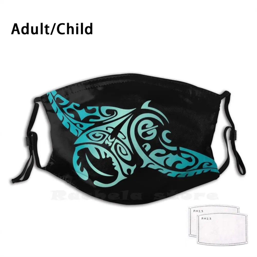 Shark Tribal Manta Ray Polynesian Tattoo Adult Kids Anti Dust Filter Diy Mask Shark Tribal Hawaiian Hawaii Guardian Spirit