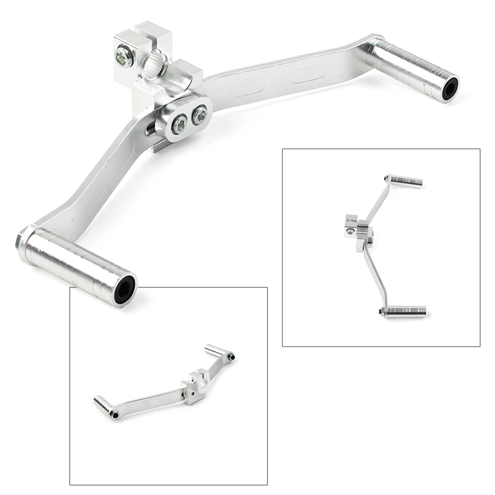 1PC Silver Motorcycle Dual Way Gear Shift Lever Footrest Pedal Shifter Aluminum