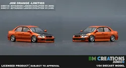 Nowy 1/64 Lancer EVO VII miniaturowy samochód BM Creations JUNIOR Diecast zabawki 3 cale na prezent