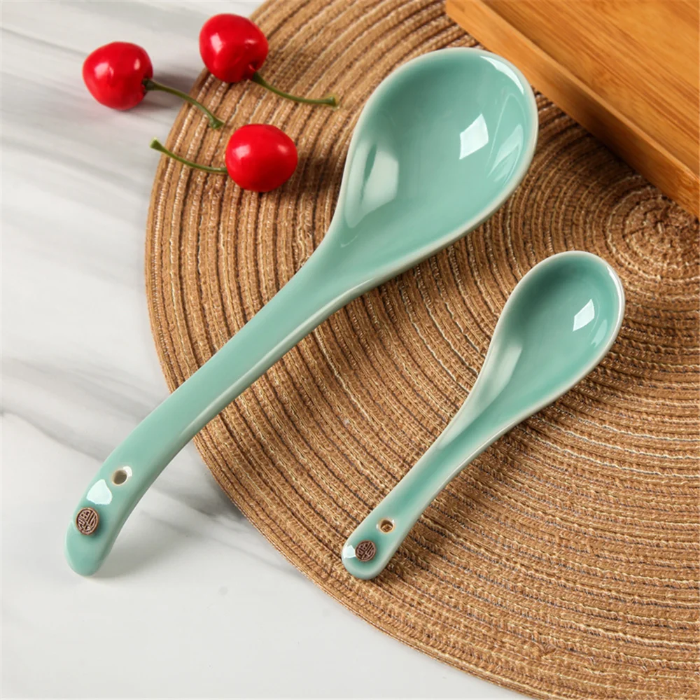 

4PCS Soup Spoon Extra Fine Porcelain Dinnerware Microwave and Dishwasher Safe Use for Home Kitchen or Restaurant