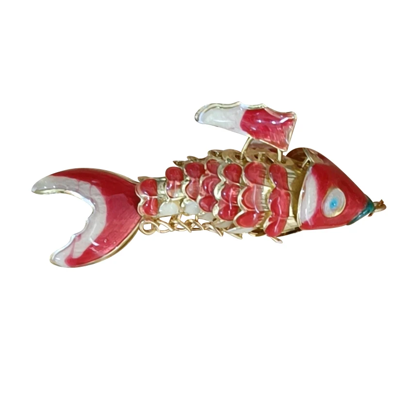 2pcs Cute Chinese Cloisonne Animal Charms Koi Fish DIY Vivid Enamel Goldfish Pendants for Necklace Keychain Jewelry Making