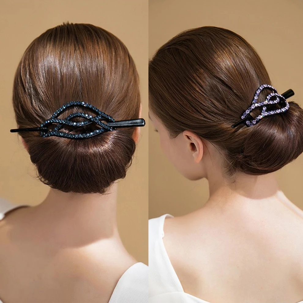 Molans Nuovi bastoncini per capelli Forcine con strass Fermagli per capelli vintage Barrettes Porta panino Accessori per capelli moda donna Gioielli