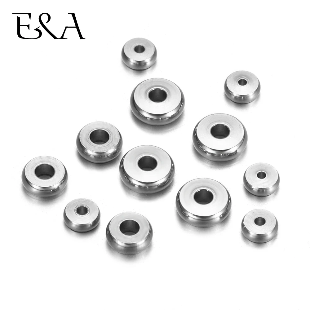 50-100pcs/Lot Stainless Steel Small Hole Spacer Beads Jewelry Accessories String Beaded Bracelet Necklace DIY Loose Beads