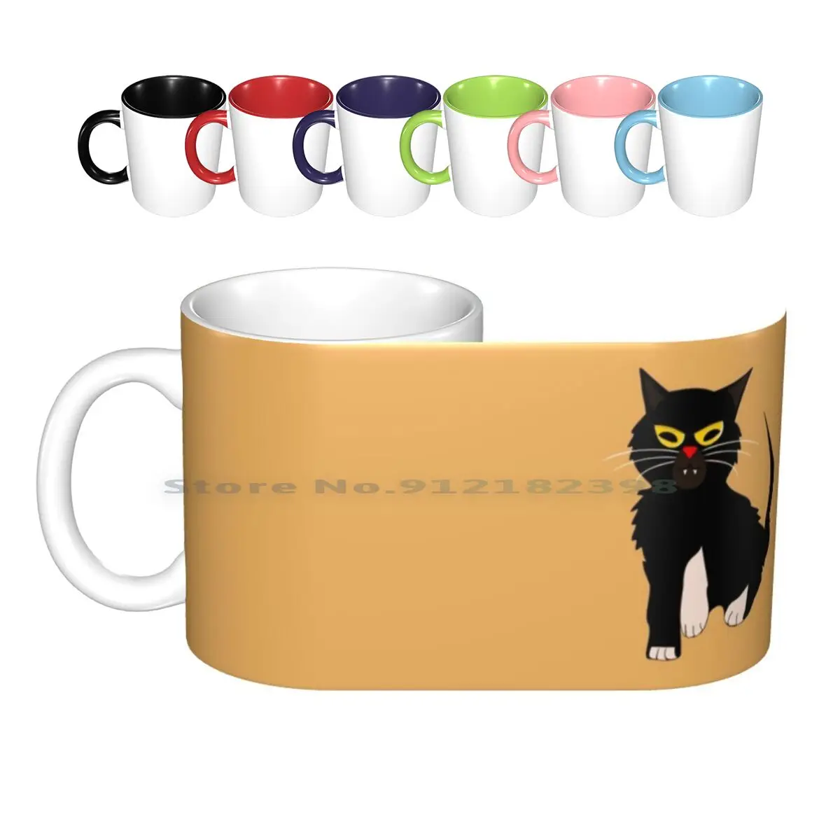 Halloween Cat Colored Ceramic Mugs Coffee Cups Milk Tea Mug Halloween Cat Colored Colored Cat Black Cat Halloween Third Eye