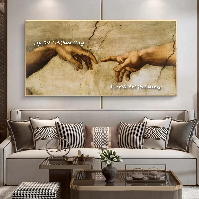 100% Canvas Painting Creation of Adam! Hand of god! Classical Religion 5 pieces Poster Living Room Home Decor  Wall Art Pictures