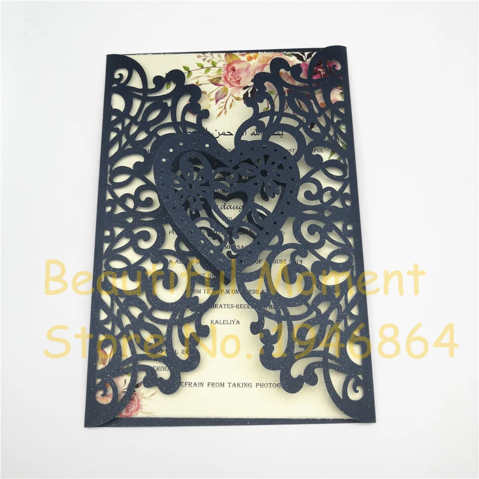 

50pcs Elegant Hollow Out Love Heart Laser Cut Wedding Invitation Card Greeting Card Personalized Wedding Decor Party Supplies