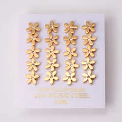 10 Pairs Women 2020 Earring Fashion Jewelry Gold Silver Color Flower Stud Earrings korean fashion Wholesale Accessories