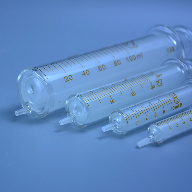 Glass Syringes Glass Sample Extractor Lab Glassware Glass Injector 1ml/5ml/10ml/20ml/30ml/50ml/100ml