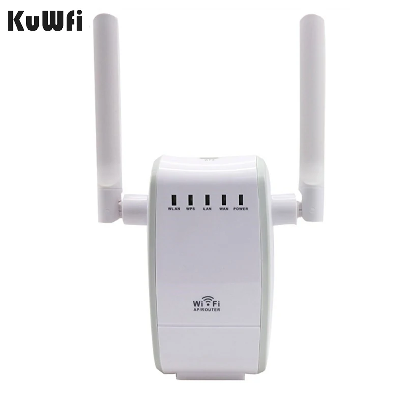 

KUWFI 300Mbps Wifi Repeater with 2 RJ45 Port Dual Antenna Support Router Client Bridge Repeater AP Mode Wireless Repeater