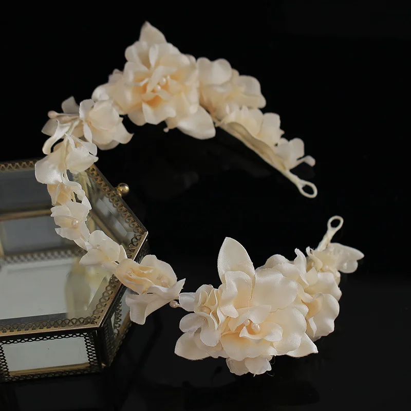 Fashion Bridal Garland Holy Headbands Magic Glass Beads flower fabric Hoop Wedding Hair Accessories.