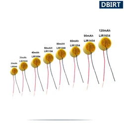 2 Wires LIR940 LIR1040 LIR1054 LIR1154 LIR1240 LIR1254 LIR1454 LIR1654 Rechargeable Button Battery For TWS Bluetooth Headset