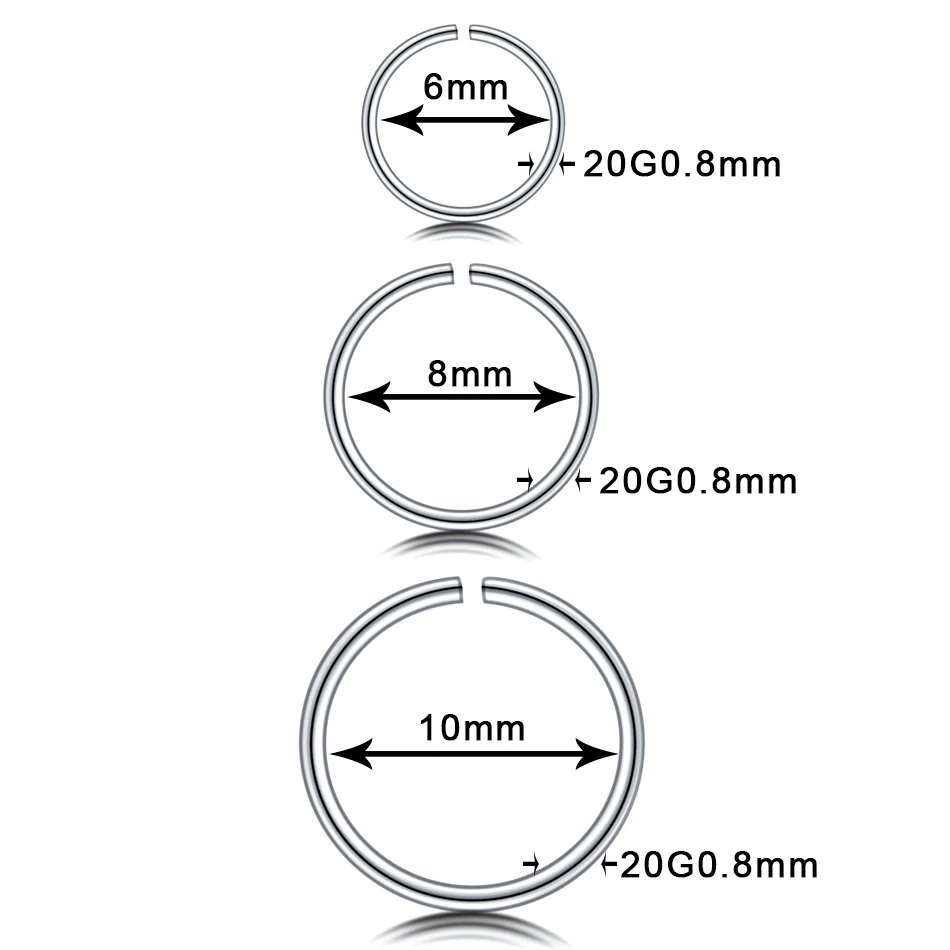 1PC 6/8/10mm Seamless Hinged Segment Clicker Rings Piercing Nose Hoop Lip Ear Piercing Cartilage Tragus Nose Rings Sexy Jewelry