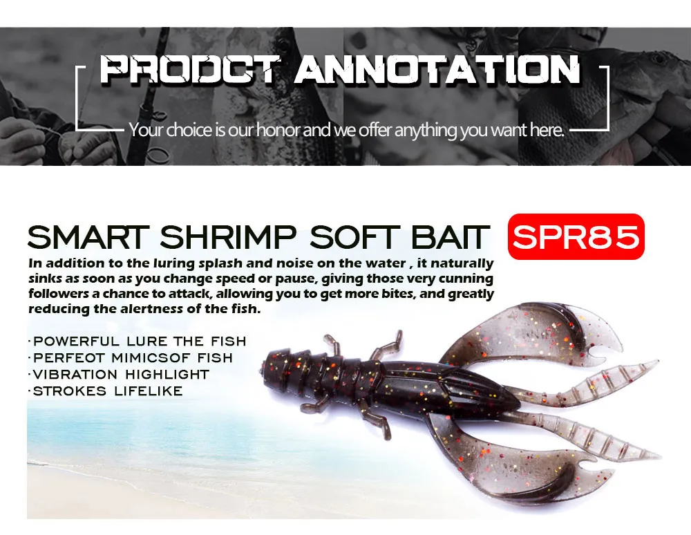 4/8 Stück 80mm/6,5g Weicher Silikon-Garnelenköder Set mit Wirbel, Jigging-Wobbler, Künstlicher Köder für Hecht, Minnow, Barsch – Detail 2