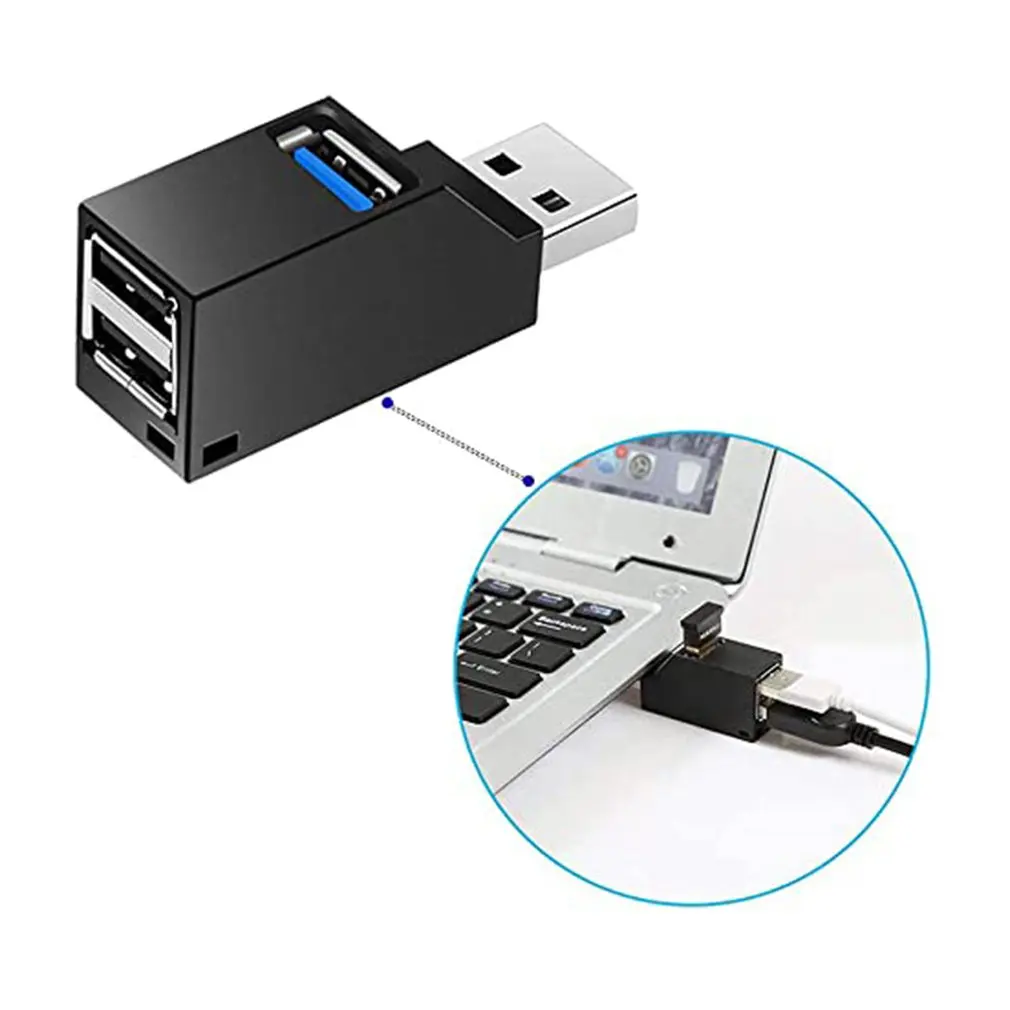 3.0 In-line Mini Portable USB 3-port Splitter USB Port Extender ABS Plastic Shell Sandblasting Process