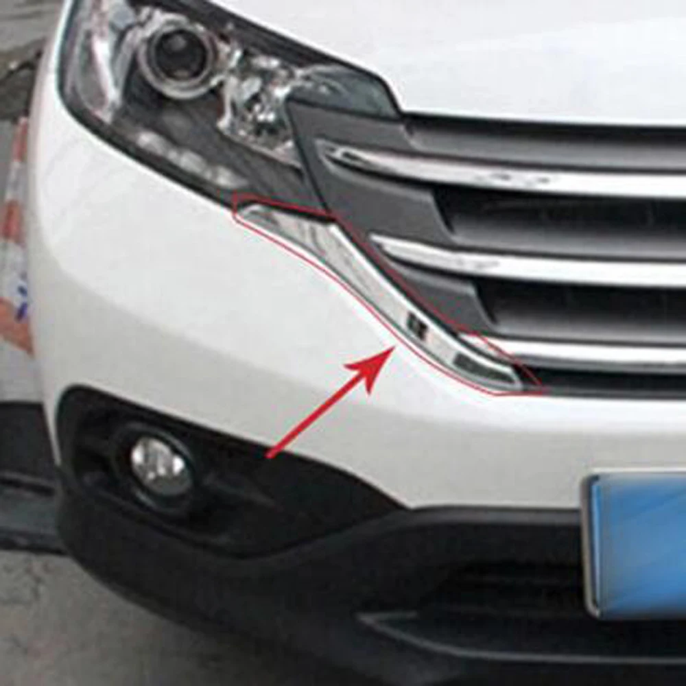 For Honda CRV 2012 2013 2014 ABS Chrome Front Grills Decorative Cover Frame Trim Grilles Decoration Strip Moldings accessories