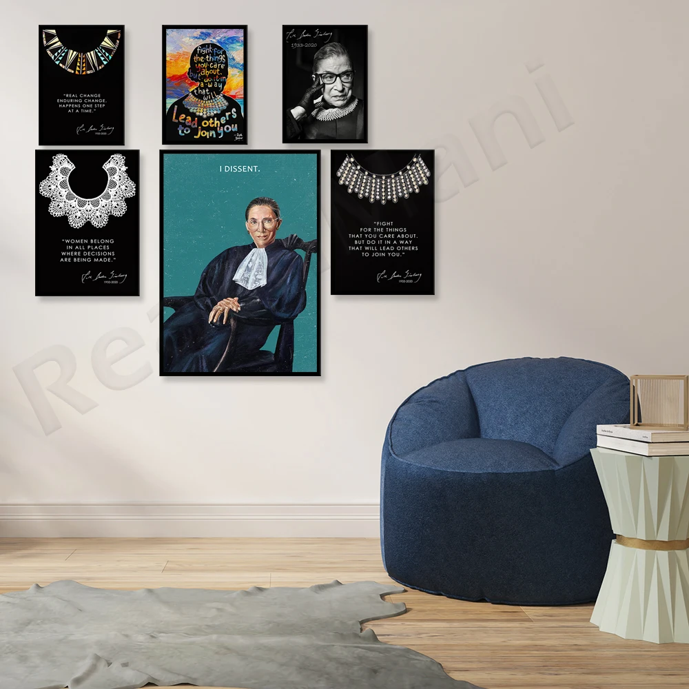 ملصق Ruth Bader Ginsburg Justice Dissent، حقوق المرأة، المساواة بين الجنسين، أنشط الحقوق المدنية لتزيين الحائط من القماش #4