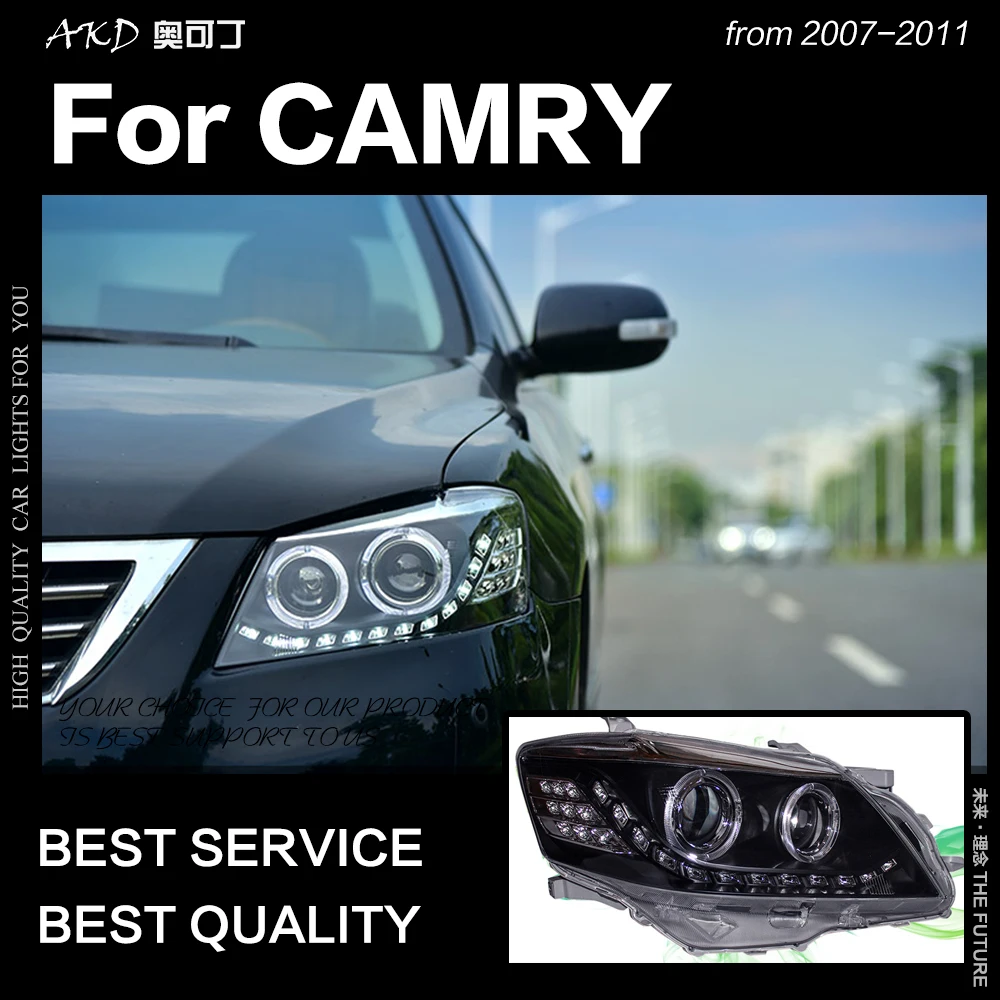 Akd estilo do carro para toyota camry faróis 2009-2011 camry v45 led farol led drl hid bi xenon cabeça lâmpada acessórios do automóvel