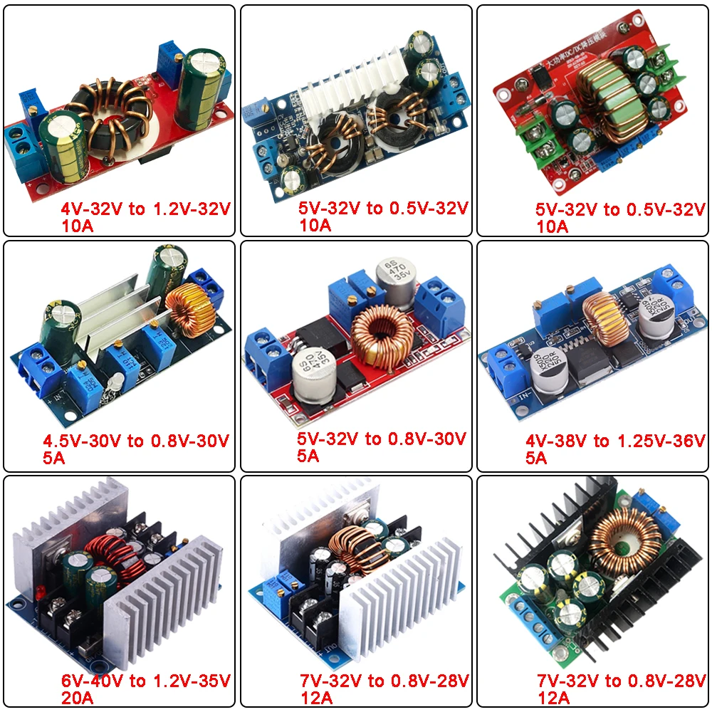 Adjustable DC-DC Step Down Buck Converter CC CV LED Driver Power Supply Module Battery Charging 5A 10A 12A 20A 5V 12V 24V 36V