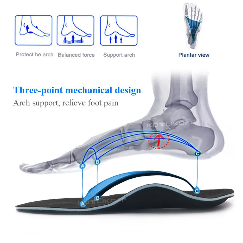 Flat Feet Orthotic Insoles High Arch Support Orthopedic Inserts Plantar Fasciitis Feet Pain Valgus Pronation Running Shoe Pads