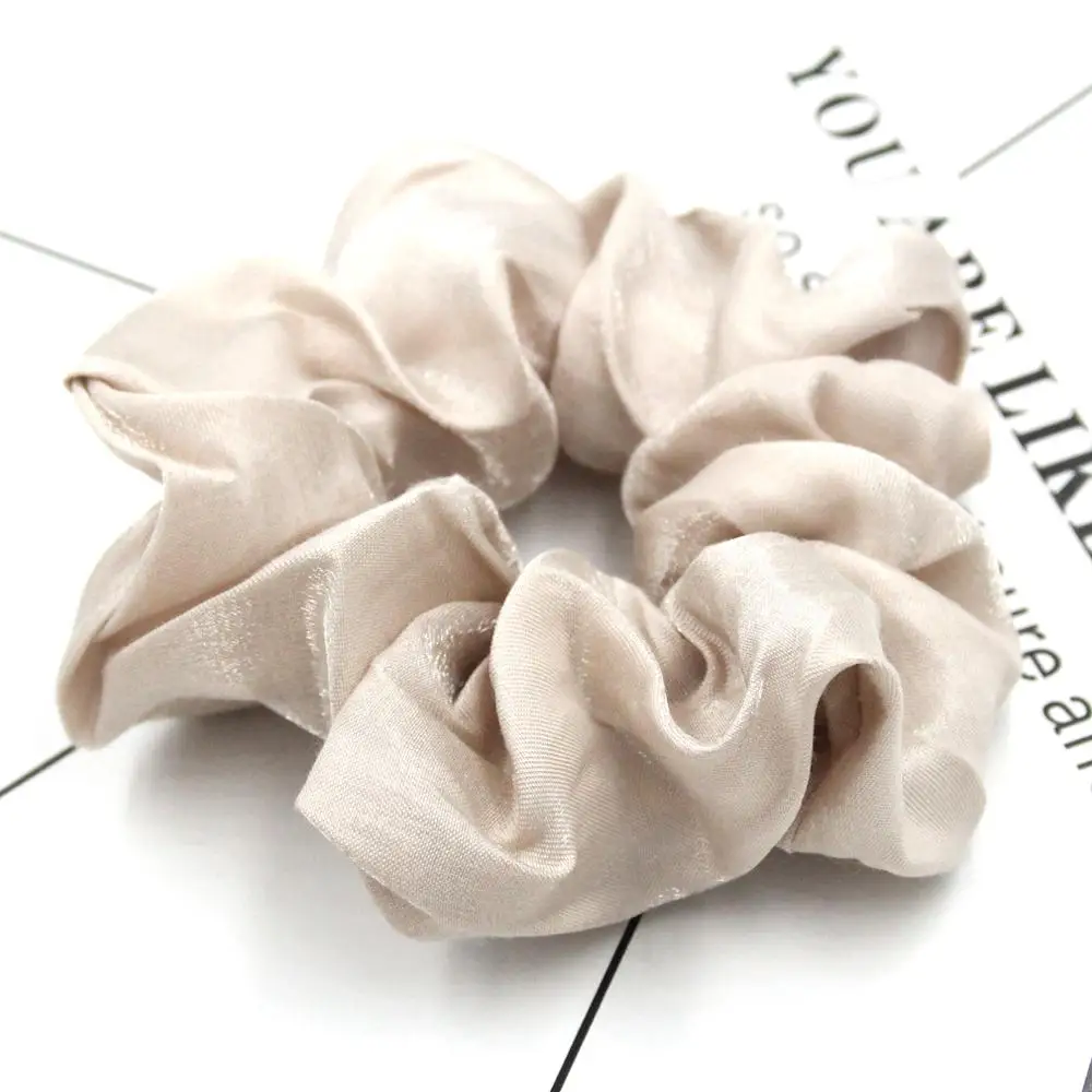 Furling Girl 1 PC Satin Brightly Hair Scrunchies Ponytail Holders Spring Elastic Wrinkle Hair Bands Women Hair Accessories