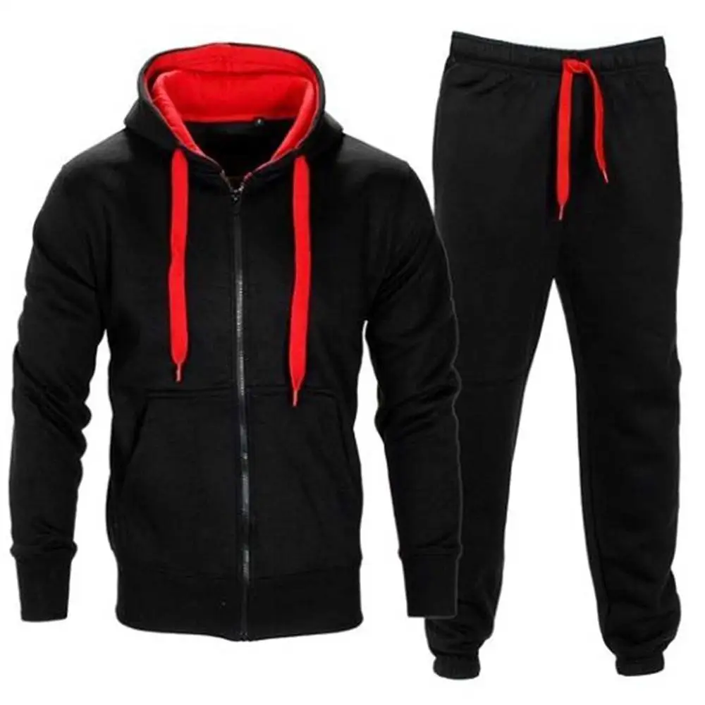 

Pop Winter Tracksuits Men Set Thick Fleece Hoodies+Pants Suit Zipper Hooded Sweatshirt Sportswear Set Male Hoodie Sporting Suits